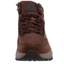 Buty trekkingowe Męskie Skechers. Brązowe buty zimowe męskie Skechers, bez wzorów, bez obcasa, bez zapięcia. Za 387.99 zł.
