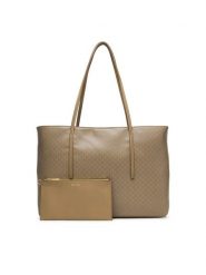 Calvin Klein Torebka Emblem Aop Tote W/ Pouch LV04F3266G Beżowy. Brązowe shopperki damskie Calvin Klein, bez wzorów, ze skóry, bez dodatków. Za 649.99 zł.