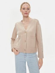 Tommy Hilfiger Kardigan WW0WW39922 Beżowy Relaxed Fit. Brązowe kardigany damskie Tommy Hilfiger, xl, bez wzorów, z syntetyku, bez kołnierzyka. Za 439.99 zł.