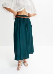Spódnica maxi z lejącej wiskozy (zestaw 2-cz.). Zielone spódnice damskie bonprix, bez wzorów, z wiskozy, maxi. Za 139.99 zł.