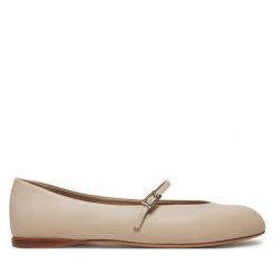 Baleriny Max Mara. Brązowe balerinki damskie Max Mara, bez wzorów, bez obcasa, bez zapięcia. Za 1,489.00 zł.