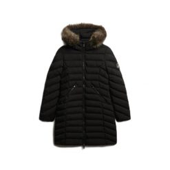 Parka dla kobiet Superdry Fuji. Czarne parki damskie Superdry, na zimę, bez wzorów, bez kaptura. Za 605.00 zł.