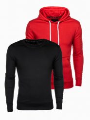 Zestaw bluz męskich BASIC - mix 2-pak V1 Z54 - XXL. Czerwone bluzy męskie Ombre Clothing, l, bez wzorów, z bawełny, bez ramiączek, bez kaptura. Za 95.99 zł.