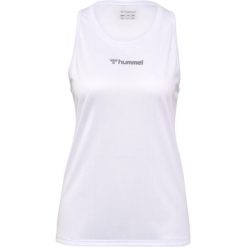 Damski tank top Hummel. Białe topy damskie Hummel, bez wzorów, z materiału, sportowe, bez kołnierzyka, bez ramiączek. Za 100.00 zł.