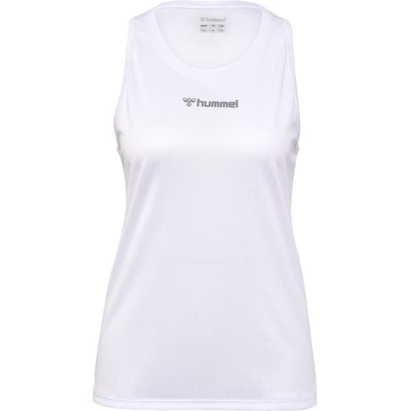 Damski tank top Hummel. Białe topy damskie Hummel, bez wzorów, z materiału, sportowe, bez kołnierzyka, bez ramiączek. Za 111.00 zł.