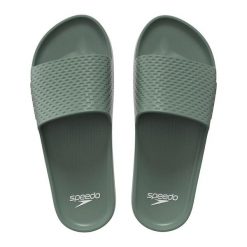Klapki basenowe antypoślizgowe męskie Speedo Slide Entry. Zielone klapki męskie Speedo, bez wzorów, z materiału, bez zapięcia. Za 59.99 zł.