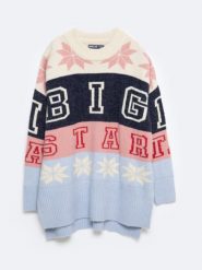 Sweter damski zimowy z logo BIG STAR Apresa 000. Białe swetry nierozpinane damskie BIG STAR, na zimę, bez wzorów, z jeansu, retro, bez kołnierzyka, bez ramiączek. W wyprzedaży za 179.99 zł.