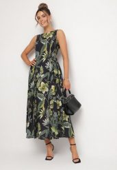 Czarna Bawełniana Sukienka Rozkloszowana we Florystyczny Print Liliova. Czarne sukienki damskie Born2be, na imprezę, l, bez wzorów, z bawełny, klasyczne, bez kołnierzyka, bez ramiączek, maxi, rozkloszowane. Za 179.99 zł.