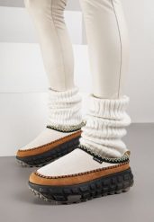 Beżowe Niskie Śniegowce na Grubej Tłoczonej Podeszwie Arevire. Brązowe śniegowce damskie Born2be, z jeansu, bez zapięcia. Za 89.99 zł.