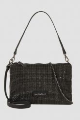 VALENTINO Czarna damska torebka z cyrkoniami Nabilah Pochette. Czarne torebki do ręki damskie Valentino by Mario Valentino, bez wzorów, z poliamidu, bez dodatków. W wyprzedaży za 239.99 zł.