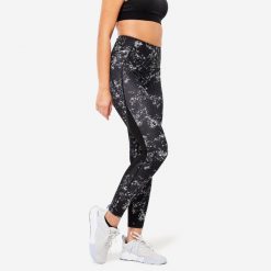 Legginsy fitness damskie Domyos. Czarne legginsy damskie DOMYOS, bez wzorów, z materiału. Za 99.99 zł.