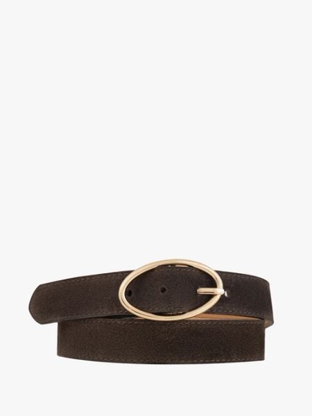 Brązowy pasek ze skóry welurowej. Brązowe paski damskie Ryłko, bez wzorów, z denimu. Za 129.99 zł.