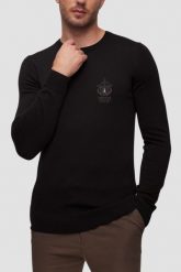 AERONAUTICA MILITARE Czarny męski sweter Crew Neck. Czarne swetry męskie Aeronautica Militare, l, bez wzorów, bez kołnierzyka, bez ramiączek. W wyprzedaży za 339.99 zł.