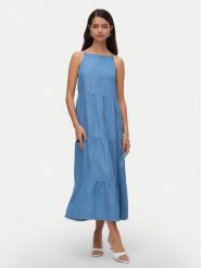 Vero Moda Sukienka letnia Fleur 10326075 Niebieski Loose Fit. Niebieskie sukienki damskie Vero Moda, na lato, s, bez wzorów, z lyocellu, bez kołnierzyka, bez ramiączek. Za 129.99 zł.