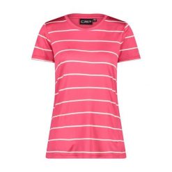 Koszulka w paski z okrągłym dekoltem damska CMP. Czerwone bluzki damskie CMP, bez wzorów, sportowe, bez kołnierzyka, bez ramiączek. Za 135.45 zł.