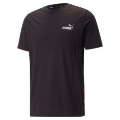 Koszulka sportowa męska Puma ESS+ 2 COL SMALL LOGO z krótkim rękawem. Czarne koszulki sportowe męskie Puma, m, bez wzorów, z bawełny, bez ramiączek, trekkingowe. Za 139.00 zł.