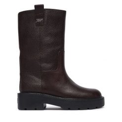 Kozaki Tommy Jeans. Brązowe kozaki damskie Tommy Jeans, bez wzorów, z jeansu, bez obcasa, bez zapięcia. Za 799.99 zł.
