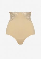 Beżowe Majtki Modelujące z Wysokim Stanem Savene. Brązowe majtki damskie Born2be, z jeansu. Za 39.99 zł.