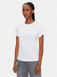Guess T-Shirt V5GI10 K9RM1 Biały Regular Fit. Białe t-shirty damskie Guess, l, z aplikacjami, z bawełny, bez kołnierzyka, bez ramiączek. Za 109.99 zł.