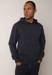 Granatowa Bluza z Kapturem i Kieszenią Typu Kangur Aqialei. Niebieskie bluzy męskie Born2be, l, bez wzorów, z dresówki, z kapturem. Za 99.99 zł.