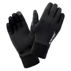Rękawiczki do biegania męskie Hi-Tec Janni - czarne, Rozmiar S/M. Czarne buty sportowe męskie Hi-tec, na jesień, bez wzorów, z elastanu. Za 44.99 zł.