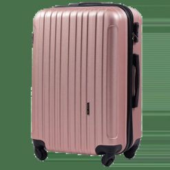 Walizka Podróżna ŚREDNIA WINGS FLAMINGO 24" ROSE GOLD. Czerwone walizki damskie Wings, bez wzorów, z kauczuku, średnie. Za 229.90 zł.