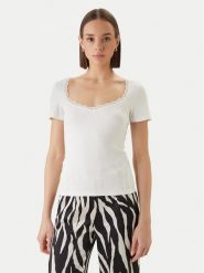 Morgan Bluzka 261-DAMOUR Biały Slim Fit. Białe bluzki damskie Morgan, l, bez wzorów, z bawełny, bez kołnierzyka, bez ramiączek. Za 129.99 zł.