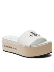 Calvin Klein Jeans Klapki Flatform Sandal Met YW0YW01036 Écru. Klapki damskie Calvin Klein Jeans, bez wzorów, z jeansu, bez obcasa, bez zapięcia. Za 299.99 zł.