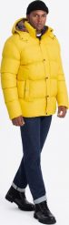 Kurtka męska Ombre Kurtka męska typu puffer z podszewką w kratę żółta V3 OM-JAHP-0205 XL. Żółte kurtki męskie Ombre, m, bez wzorów, bez kaptura. Za 399.99 zł.