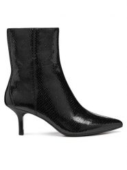 Geox Botki D Kleopy D56YBB 000KY C9999 Czarny. Czarne botki damskie Geox, bez wzorów, ze skóry, bez obcasa, na szpilce, bez zapięcia. Za 579.99 zł.