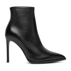 Botki Eva Minge. Czarne botki damskie Eva Minge, bez wzorów, bez obcasa, na szpilce, bez zapięcia. Za 449.99 zł.