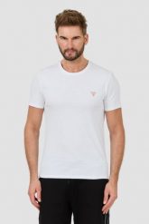 GUESS Biały t-shirt Core Tee. Białe t-shirty męskie Guess, l, z aplikacjami, bez kołnierzyka, bez ramiączek. W wyprzedaży za 69.99 zł.