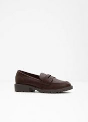 Loafersy z profilowaną podeszwą. Brązowe balerinki damskie bonprix, bez wzorów, bez obcasa, bez zapięcia. Za 149.99 zł.