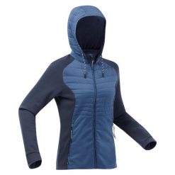 Bluza turystyczna damska Quechua NH500 Hybrid. Czarne bluzy damskie QUECHUA, l, bez wzorów, z tkaniny, sportowe, bez ramiączek, bez kaptura. Za 169.99 zł.