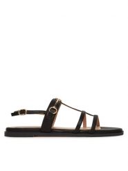 TWINSET Sandały 251TCP086 Czarny. Czarne sandały damskie Twinset, bez wzorów, ze skóry, bez obcasa, na płaskiej podeszwie, bez zapięcia. Za 629.99 zł.