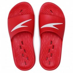 Klapki basenowe męskie Speedo Slide. Białe klapki męskie Speedo, bez wzorów, z materiału, bez zapięcia. Za 76.85 zł.