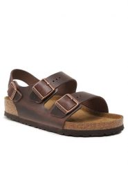 Birkenstock Sandały Milano 34871 Brązowy. Brązowe sandały męskie Birkenstock, bez wzorów, ze skóry, bez zapięcia. Za 599.99 zł.