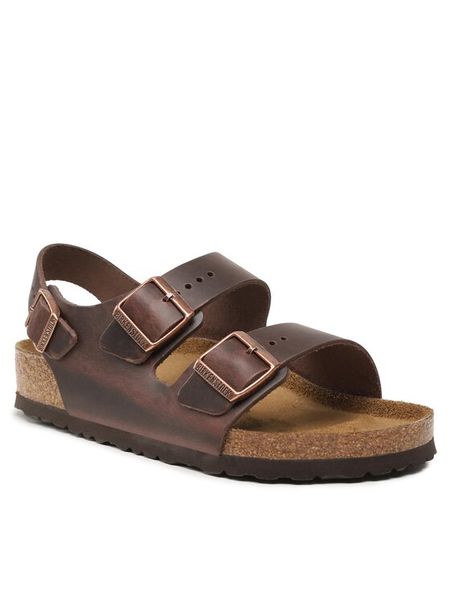 Birkenstock Sandały Milano 34871 Brązowy. Brązowe sandały męskie Birkenstock, bez wzorów, ze skóry, bez zapięcia. Za 599.99 zł.