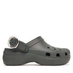Klapki Crocs. Szare klapki damskie Crocs, bez wzorów, bez obcasa, bez zapięcia. Za 299.99 zł.