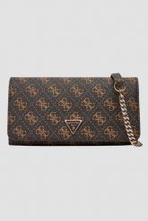GUESS Brązowy damski portfel na łańcuszku Mini. Brązowe portfele damskie Guess, ze skóry ekologicznej. W wyprzedaży za 368.99 zł.