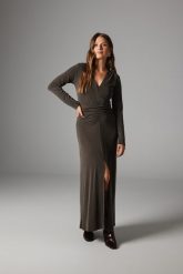 SUKIENKA NICOLE SZARO- BRĄZOWA XS - Flawless. Szare sukienki damskie Flawless, na co dzień, xs, bez wzorów, z materiału, eleganckie, bez kołnierzyka, bez ramiączek, maxi, dopasowane. Za 469.00 zł.