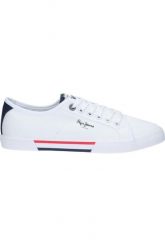 Trampki męskie sportowe Pepe Jeans BRADY MEN BASIC. Białe trampki męskie Pepe Jeans, na wiosnę, bez wzorów, z gumy, biznesowe, bez zapięcia. Za 214.00 zł.
