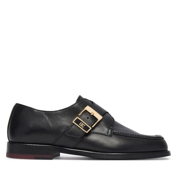 Półbuty Tommy Hilfiger. Czarne półbuty damskie Tommy Hilfiger, bez wzorów, bez obcasa, na płaskiej podeszwie, bez zapięcia. Za 649.99 zł.