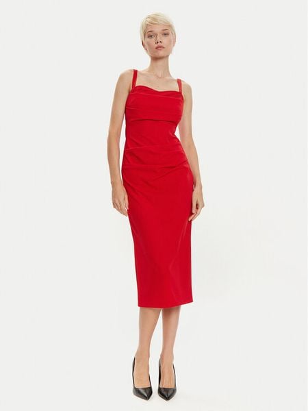 Imperial Sukienka koktajlowa AFAHIAW Czerwony Slim Fit. Czerwone sukienki damskie Imperial, l, bez wzorów, z syntetyku, wizytowe, bez kołnierzyka, bez ramiączek. Za 349.99 zł.