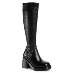 Kozaki Vagabond Shoemakers. Czarne kozaki damskie Vagabond Shoemakers, bez wzorów, bez obcasa, na słupku, bez zapięcia. Za 869.99 zł.