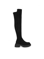 Badura Muszkieterki WFA3154-1Z Czarny. Czarne kozaki damskie Badura, bez wzorów, z materiału, bez obcasa, na płaskiej podeszwie, bez zapięcia. Za 399.99 zł.