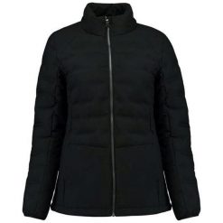Zimowa kurtka Kjelvik Sitaa dla kobiet - Wodoodporna Czarna Rozmiar 42. Czarne kurtki sportowe damskie Jack Wolfskin, na zimę, bez wzorów, bez ramiączek, bez kaptura, narciarskie. Za 235.99 zł.