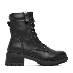 Trzewiki Clara Barson. Czarne botki damskie Clara Barson, bez wzorów, bez obcasa, na płaskiej podeszwie, bez zapięcia. Za 109.99 zł.