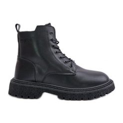 Big Star Ocieplane Botki Workery Damskie OO274A126 Czarne. Czarne botki damskie bez wzorów, ze skóry, eleganckie, bez obcasa, bez zapięcia. Za 246.96 zł.