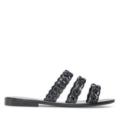 Klapki Melissa. Czarne klapki damskie Melissa, bez wzorów, bez obcasa, bez zapięcia. Za 269.99 zł.
